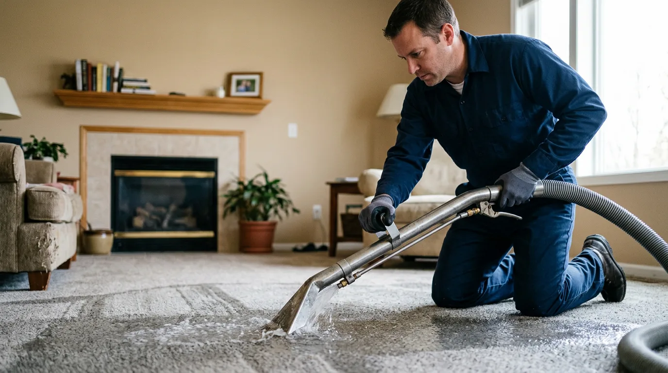 Water damage restoration technician working near Wallingford, VT